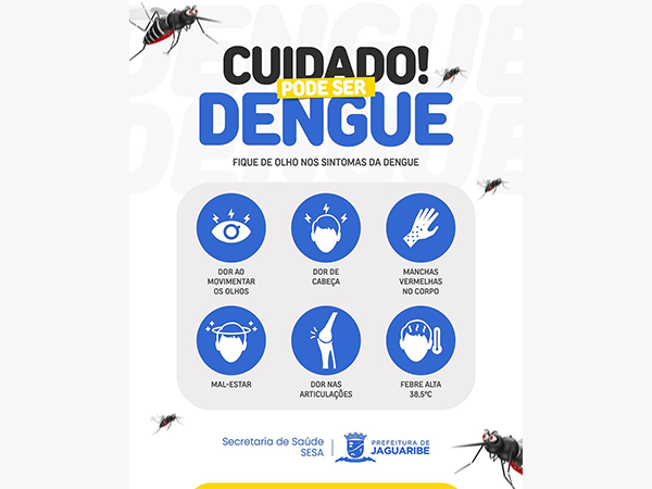 Secretaria da Saúde alerta sobre sintomas da dengue